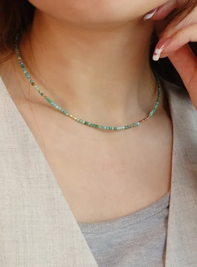 天然绿松石项链夏锁骨链搭配蜜蜡盐源吊坠女生礼物高级感饰品