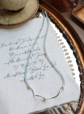 初夏浅晴天然石串珠链创意国风锁骨链手工饰品气质小众百搭