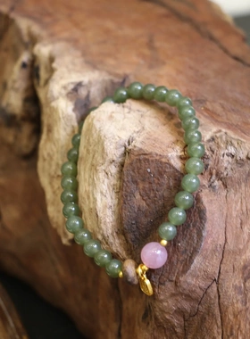 原创设计天然和田玉手串细款串珠手链国风配色小红薯同款