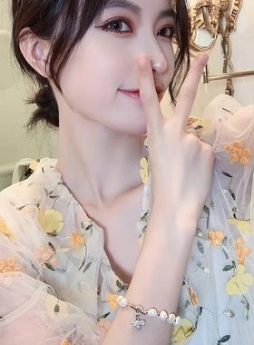 天然淡水巴洛克珍珠微镶锆石手链ins小众设计女生手镯蜜蜂手饰