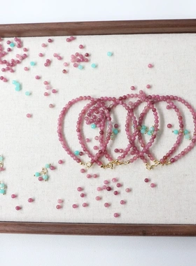 【赴约】天然粉碧玺 天河石细手链原创设计甜美百搭极简细致手串