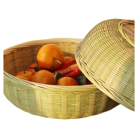 竹编竹篮子竹筐带底座家用水果篮果盘手工竹制品馒头筐点心篮竹篮