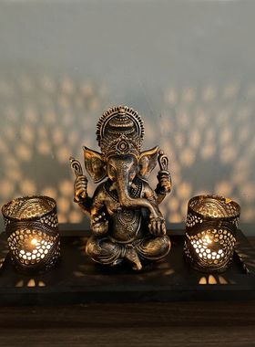印度象神节装饰排灯节烛台happy diwali Ganesha Ganapati Candle