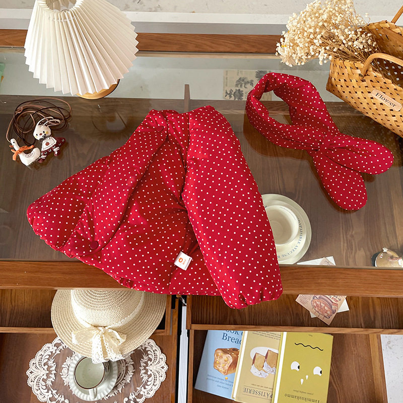 儿童羽绒服2025冬季新款红色波点女童围脖羽绒服可爱中小童棉服,淘宝优惠券,粉丝福利购,淘宝优惠卷