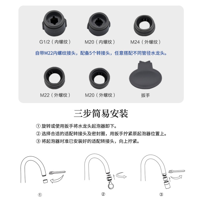 九牧厨房龙头防溅头水嘴卫生间洗菜盆龙头配件过滤网起泡器神器