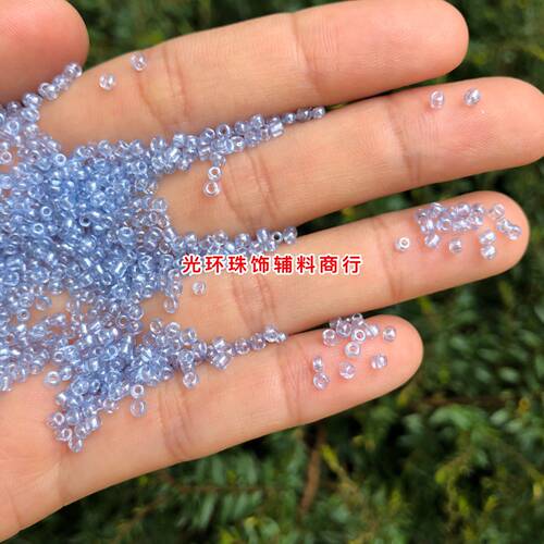 2mm-3.6mm油光透明粉蓝色米珠 手工珠子 天蓝色玻璃米珠 DIY穿珠 - 图1
