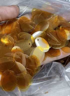 透明深浅咖啡色椭圆形亮片  棕色蛋形珠片手工饰品DIY材料配件