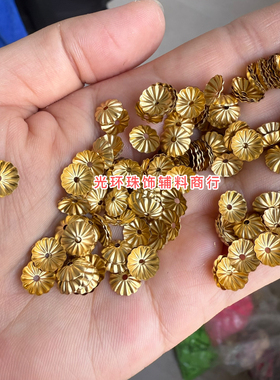 不褪色纯铜金色6mm8mm米字波纹圆形花托铜片傣族服装饰品DIY材料