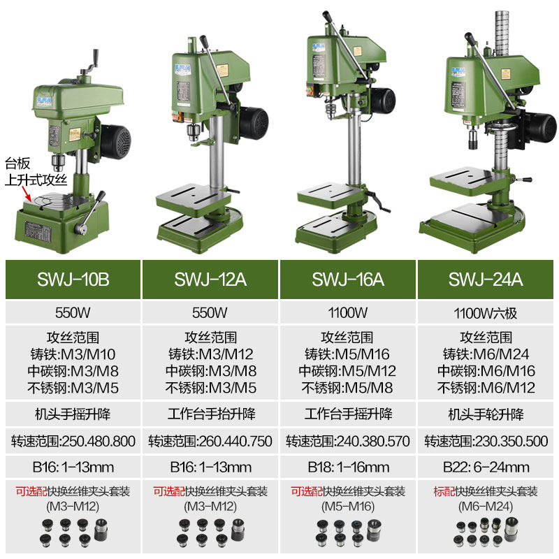 杭湖工业级攻丝机离合器台式攻丝机 SWJ-12A SWJ-16A 24A攻内螺纹,淘宝优惠券,粉丝福利购,淘宝优惠卷