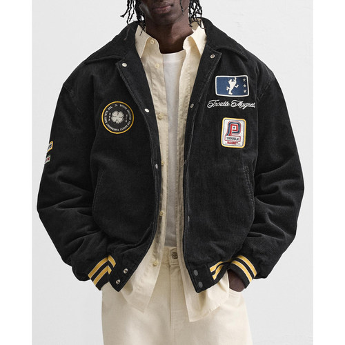 柜799！秋冬新品ZA男装学院风拼接补丁饰灯芯绒夹克外套 6318414 - 图0