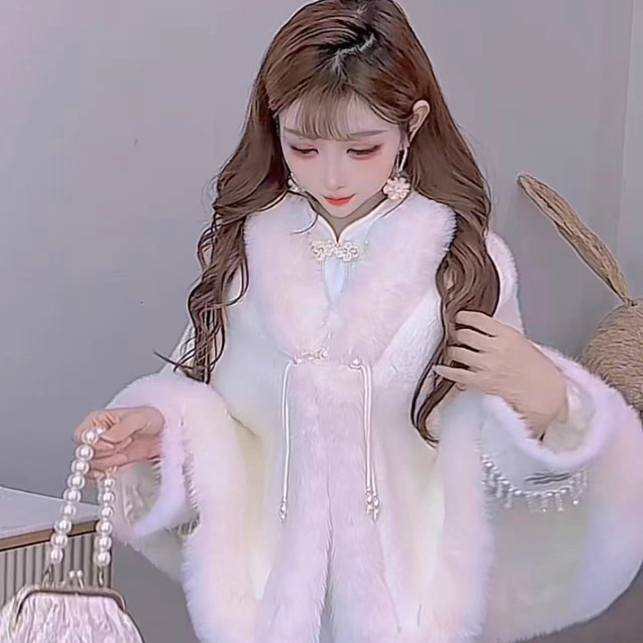 公主家8881复古国风古韵婚宴旗袍披肩斗篷女百搭冬保暖披风 - 图2