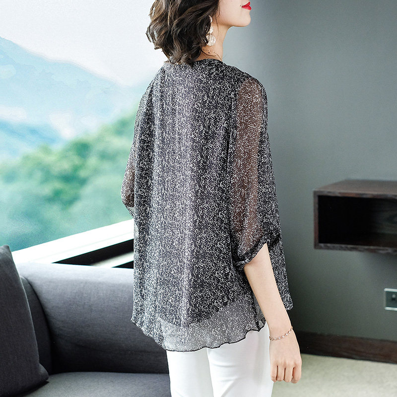 法式碎花洋气小衫2023新款雪纺衫 火袖蕾丝衫/雪纺衫