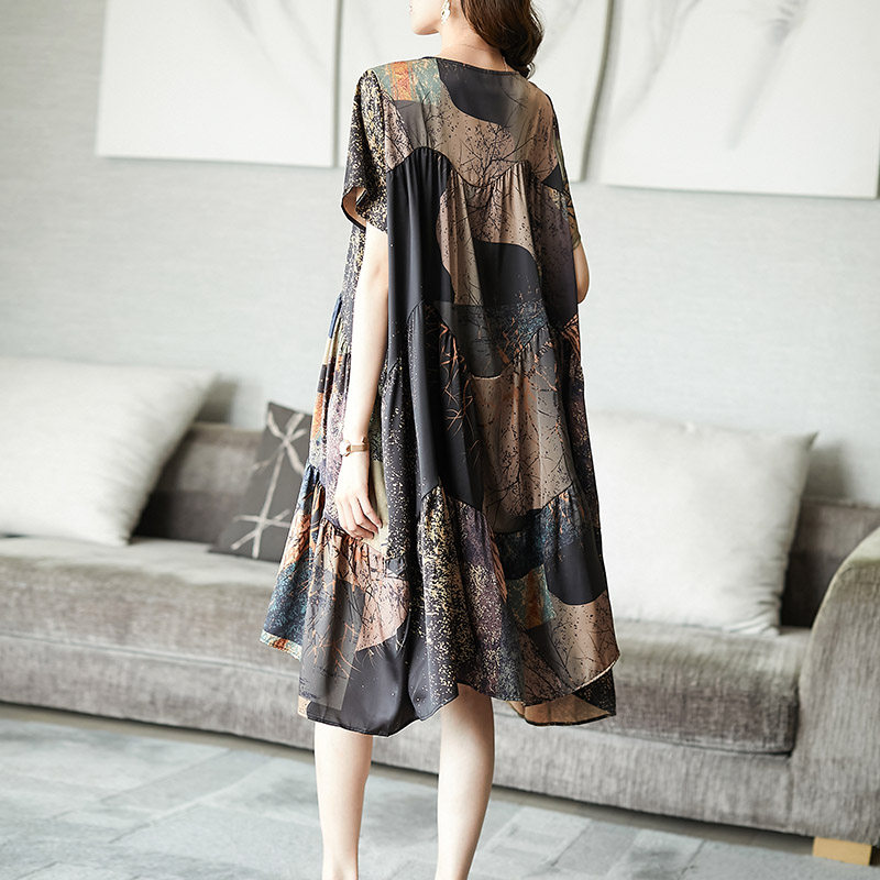 碎花2022新款夏季高端奢华连衣裙 火袖大码女装