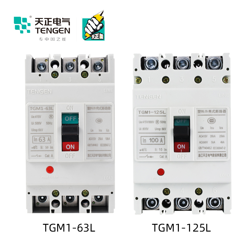 TENGE天正TGM1-63A/125A/250A/400A/630A塑壳断路器3P空气开关4PI - 图0