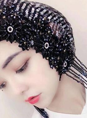 网红女士纱巾流苏手工同款包帽