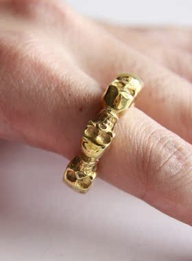 重口味独家包邮黄铜骷髅戒指泰国