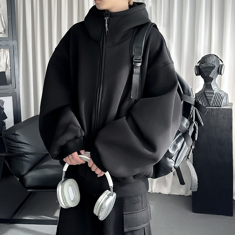 美式慵懒风开衫卫衣男秋冬设计感廓形夹克外套重磅潮牌boxy连帽衫,淘宝优惠券,粉丝福利购,淘宝优惠卷