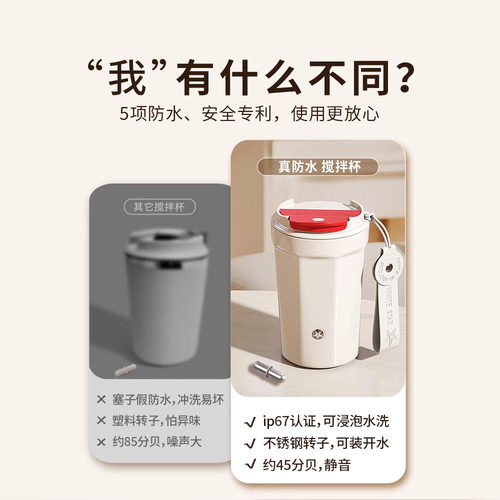 钻技五代全自动搅拌杯不锈钢陶瓷奶粉豆浆咖啡杯电动磁力充电水杯 - 图1
