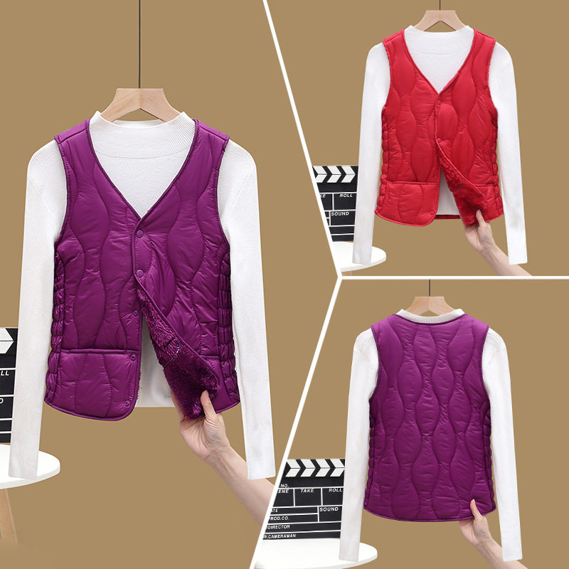 【官网热销】新款女装棉服背心2024秋冬加绒中老年女式马甲高中女