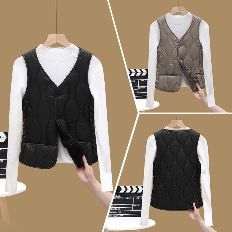 【官网热销】新款女装棉服背心2024秋冬加绒中老年女式马甲高中女