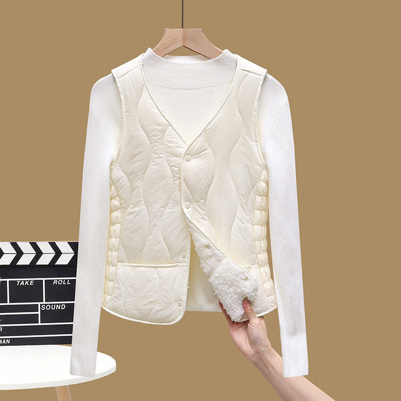 【官网热销】棉马甲女加绒一体棉2024女装保暖纯色大码薄内胆打底