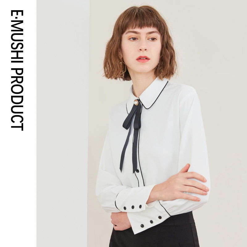 蝴蝶结设计感小众雪纺白色白衬衫 衣慕诗衬衫