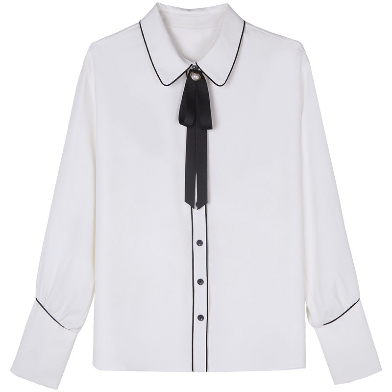 蝴蝶结设计感小众雪纺白色白衬衫 衣慕诗衬衫