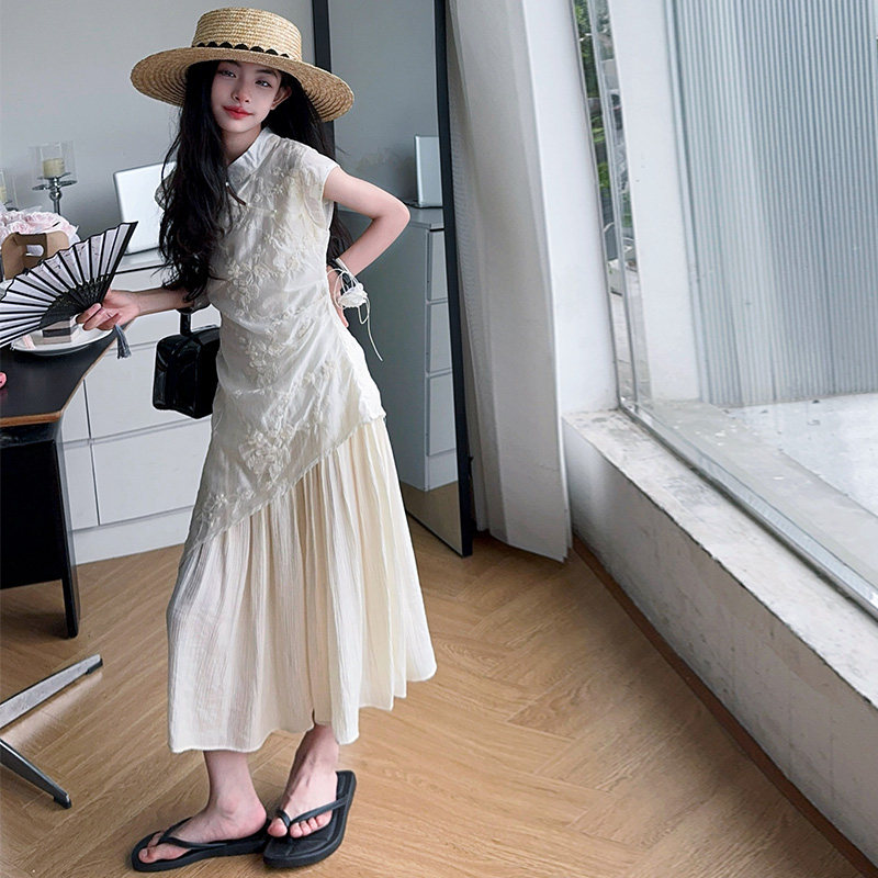 女童新中式国风刺绣连衣裙2025夏季儿童设计感气质改良旗袍裙套装,淘宝优惠券,粉丝福利购,淘宝优惠卷