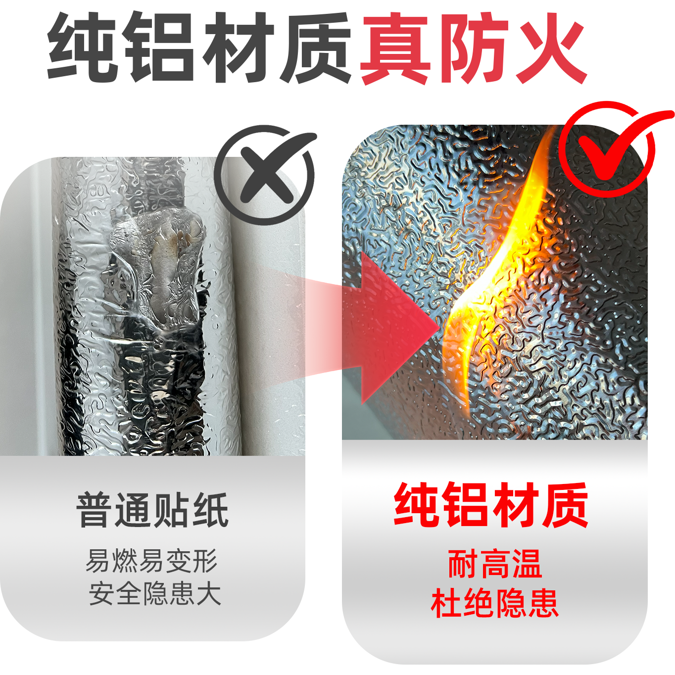 厨房防火贴纸自粘加厚铝箔防油阻燃防水隔热灶台墙纸耐高温防火板
