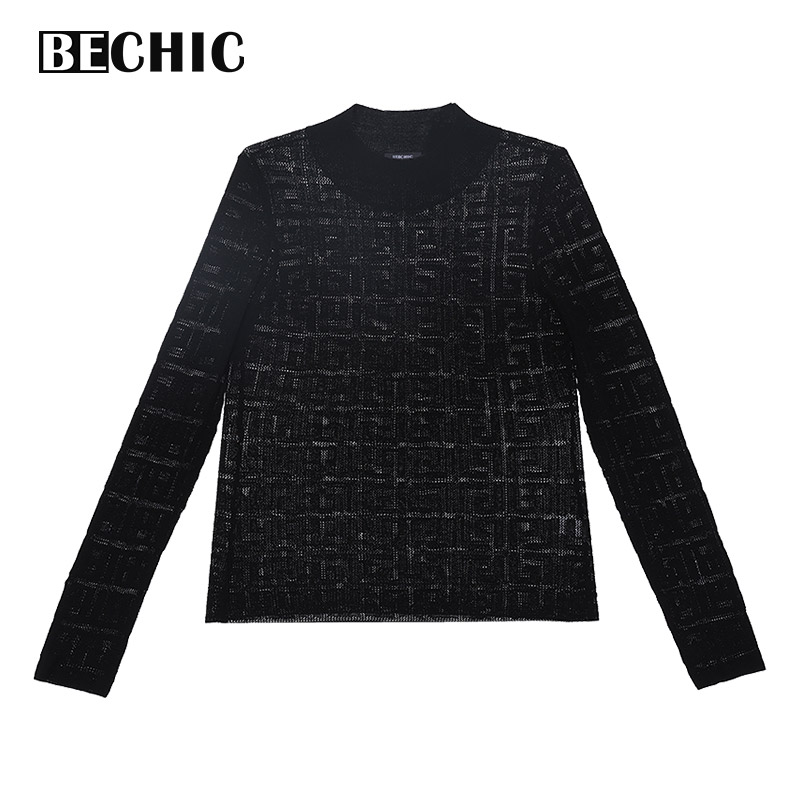 BeChic晴享小高领长袖打底衫大红色BC72BQ1 - 图3