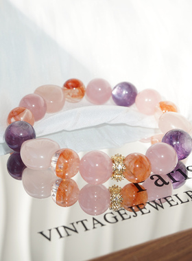 紫锂云母粉晶爱心手链甜美可爱