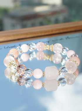 天然粉水晶高级感手链精致少女心