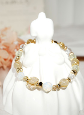 天然水晶手链手串多宝金色