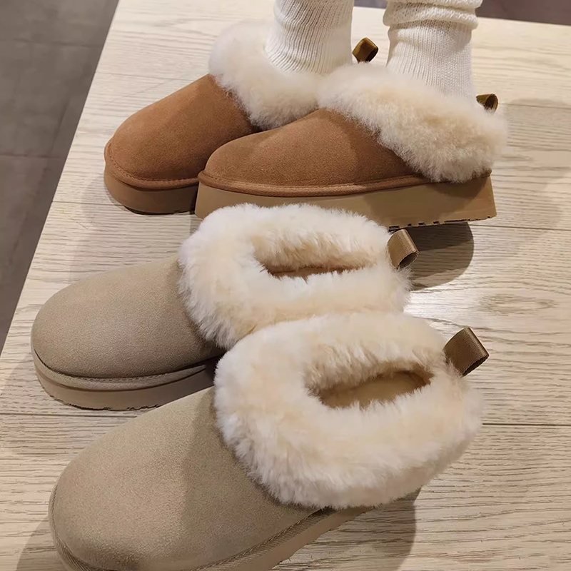 厚底增高雪地靴女2025新款冬季加绒加厚保暖棉鞋休闲一脚蹬毛毛鞋 - 图2