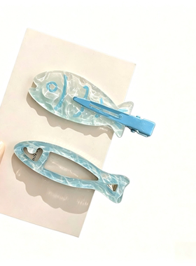 海洋风鱼形透明蓝发夹清新可爱