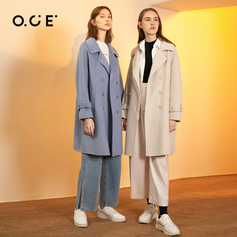 oce女装中长款2021秋冬新款呢大衣 oce毛呢外套
