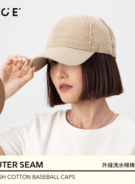 OCE棒球帽女外缝水洗棉宽檐帽子显脸小夏鸭舌帽男女