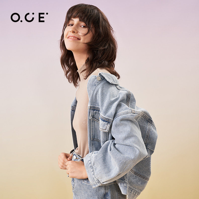 oce复古牛仔2022春季新款潮短外套 oce短外套