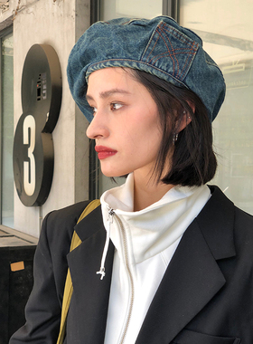 贝雷帽女复古显脸小八角画家帽子