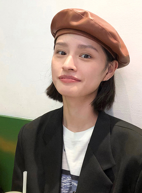 春秋季ins风潮pu网红款贝雷帽子