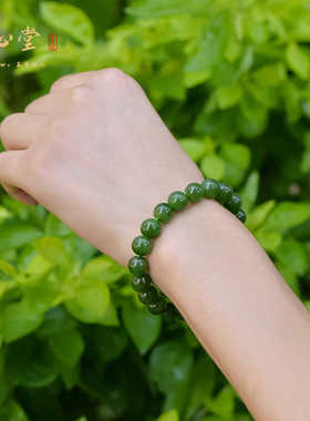 和田碧玉菠菜绿10毫米冰底手串