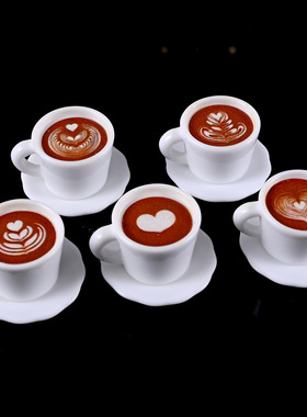 咖啡杯微缩仿真食玩拉花杯子模型儿童娃娃屋diy创意玩具摆件