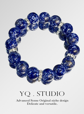 YQ.STUDIO《睡莲》莫奈名画油画印象手串高颜值深蓝显白学生手链