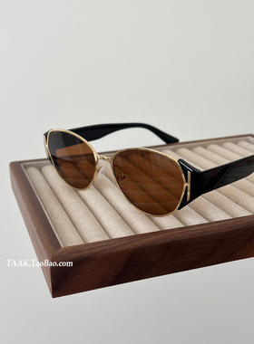 薯薯复古老钱风金属猫眼墨镜