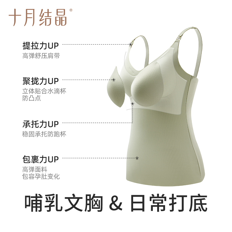 十月结晶孕妇哺乳背心春夏季产后外出喂奶神器防走光哺乳吊带女 - 图0