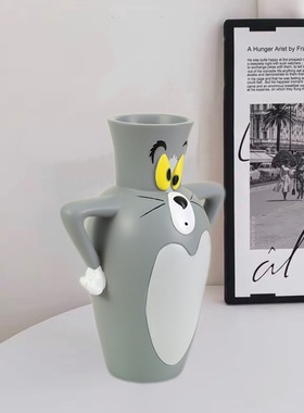 可爱汤姆猫花瓶树脂工艺品创意插花笔筒居家客厅桌面装饰礼物摆件