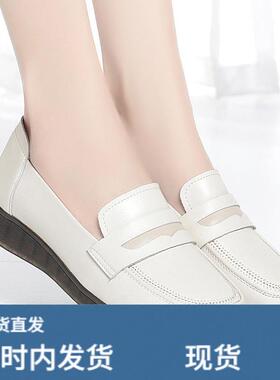 春秋款中老年软陂软底妈妈鞋子乐福鞋防滑舒适女陂鞋老人平