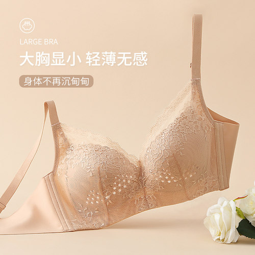 芬怡超薄内衣女大胸显小无钢圈收副乳性感蕾丝透气洞洞杯文胸8968 - 图3