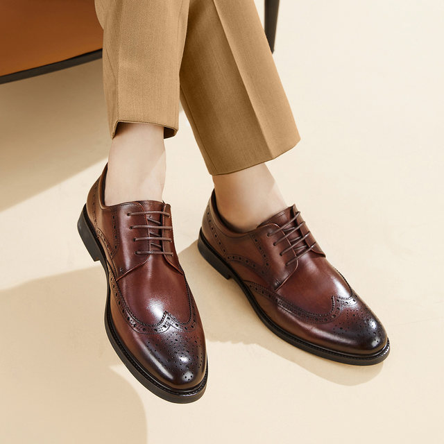 Belle Men's Business Leather Shoes Brogue Wedding Shoes