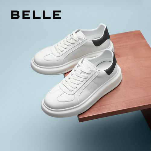 周柯宇张凌赫同款百丽云迹男士休闲运动板鞋增高厚底小白鞋子加绒 - 图2